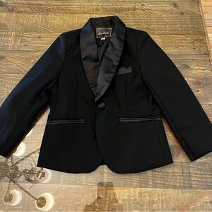 Luobo BeiBei Elegant Black Satin Lapel Blazer Baby Kids Boy Size 90 2T